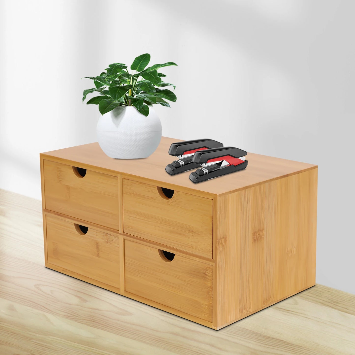 Office Home Desktop Organizer Tabletop Space-saving Organization Box Daily Necessity Document Makeup Storage W/4 Drawers