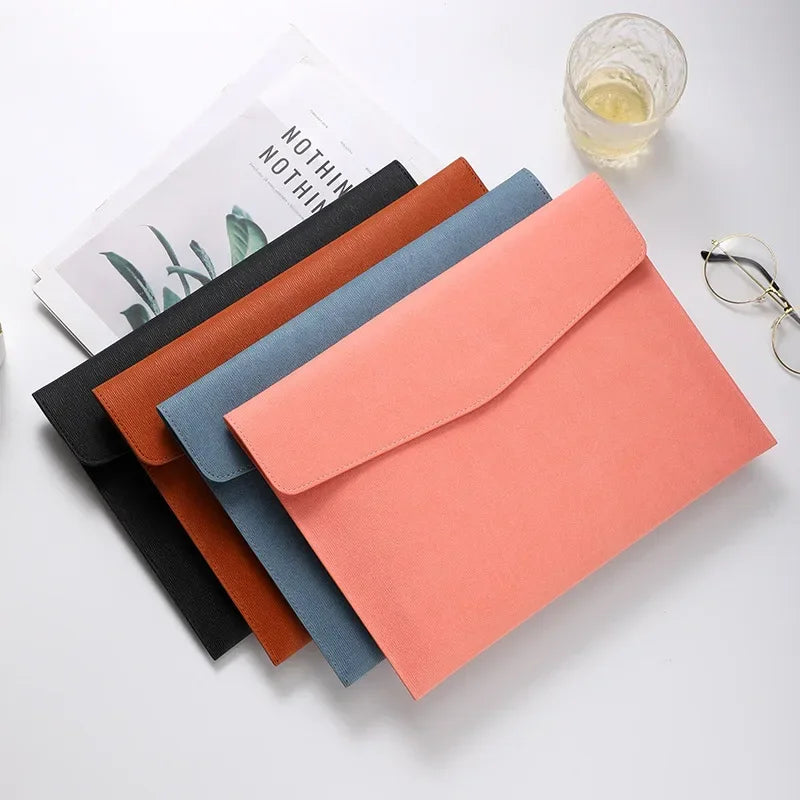 A4 Leather File Folder Large Capacity Document Bag Organizer