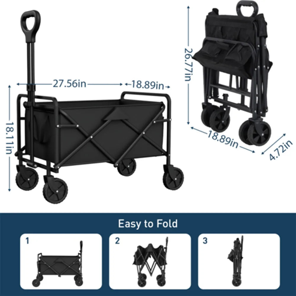 Foldable Garden Wagon Cart Portable Camping Trolley Outdoor Multi Function Foldable Carts Wagon for Beach or Shopping Utility