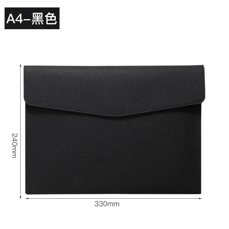 A4 Leather File Folder Large Capacity Document Bag Organizer