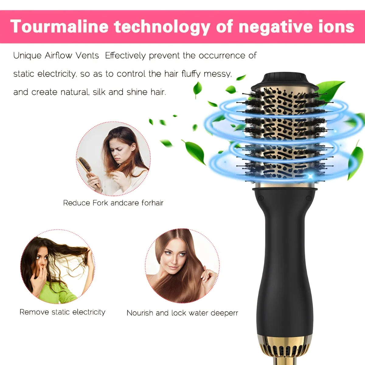 4 In 1 Hot Air Brush Styling Comb for Effortless Styling