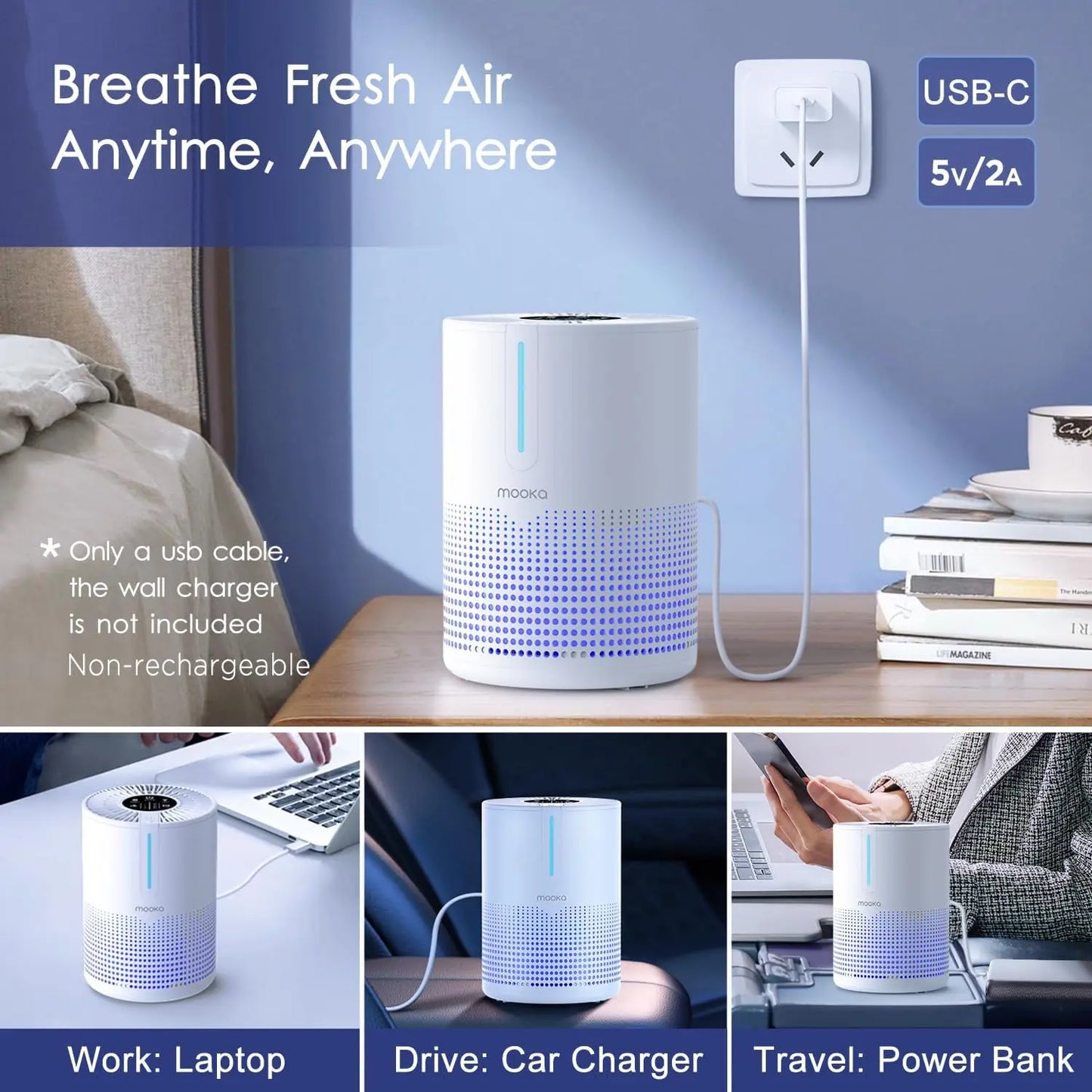 Portable Air Purifier with H13 HEPA Filter for Home