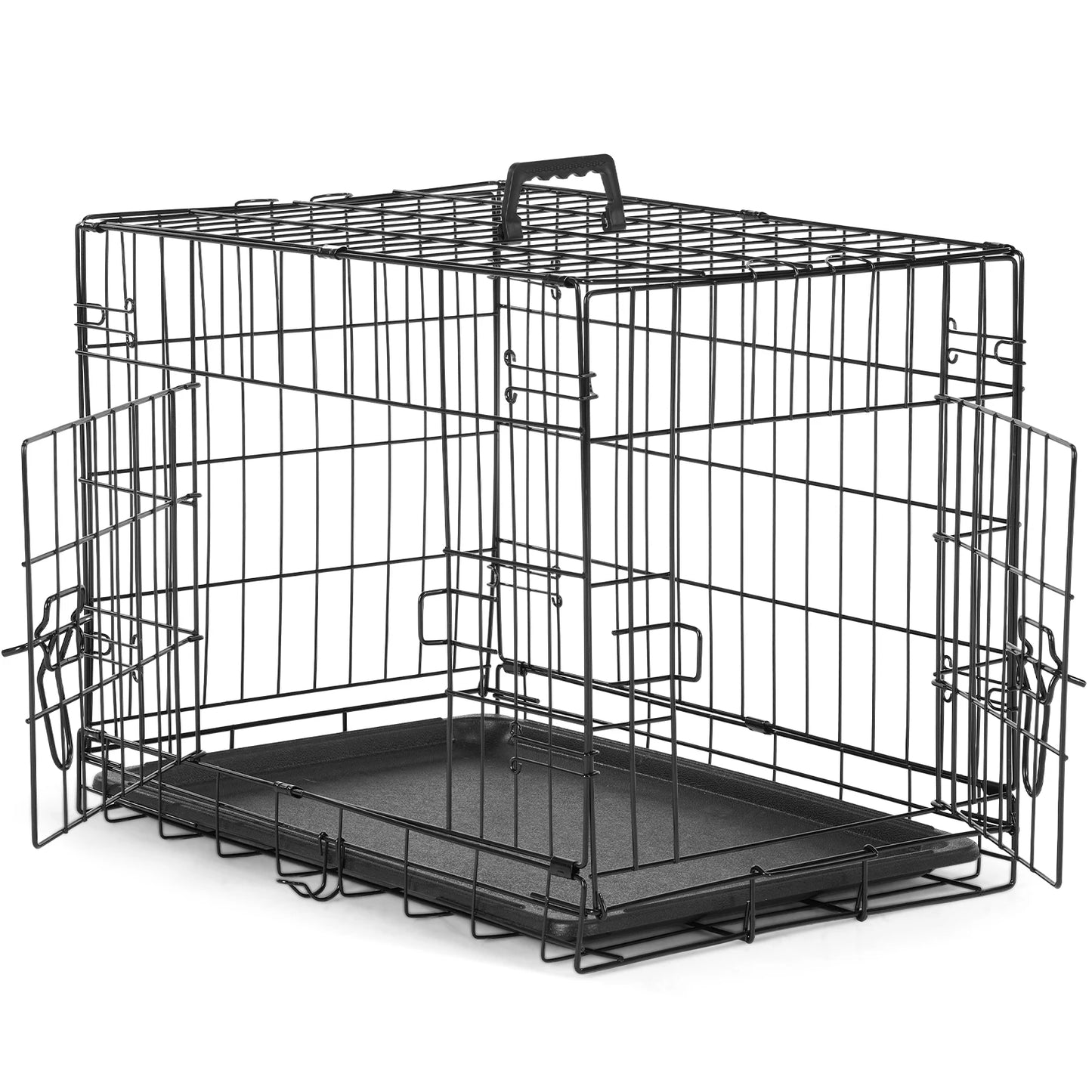 Double Door Folding Metal Wire Dog Cage for Pets and Travel