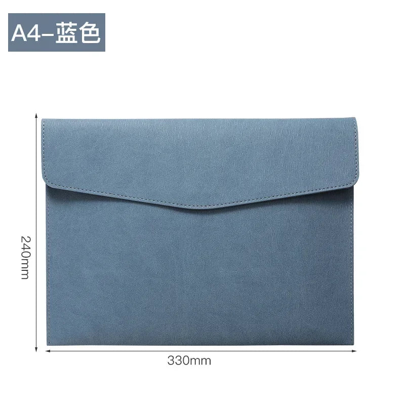 A4 Leather File Folder Large Capacity Document Bag Organizer
