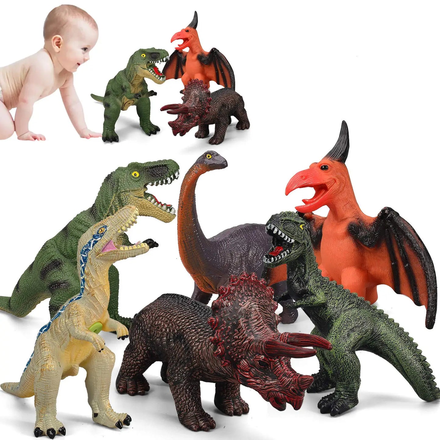 6 Piece Jumbo Dinosaur Toys for Kids - Fun and Safe Play