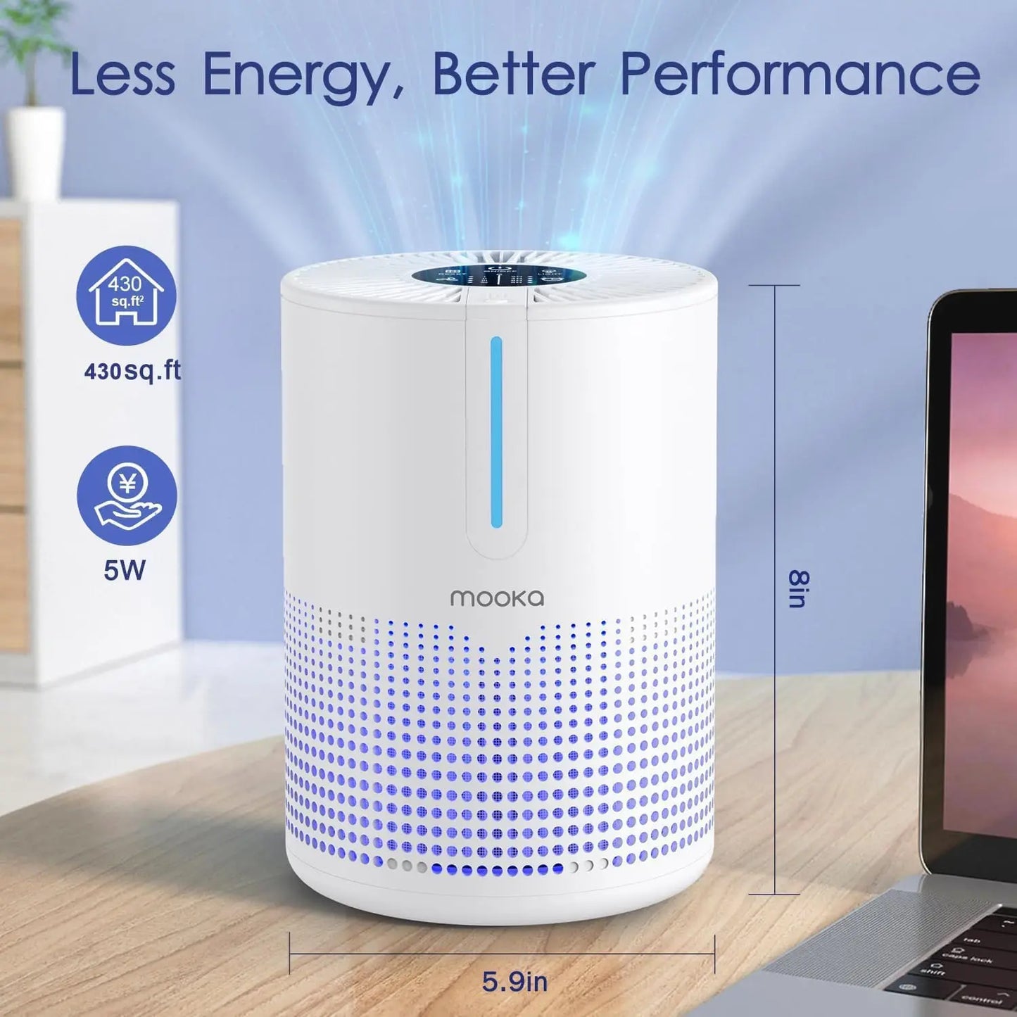 Portable Air Purifier with H13 HEPA Filter for Home