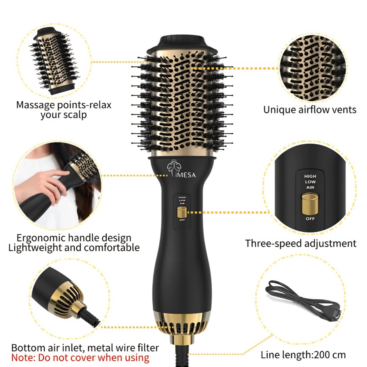 4 In 1 Hot Air Brush Styling Comb for Effortless Hair Care
