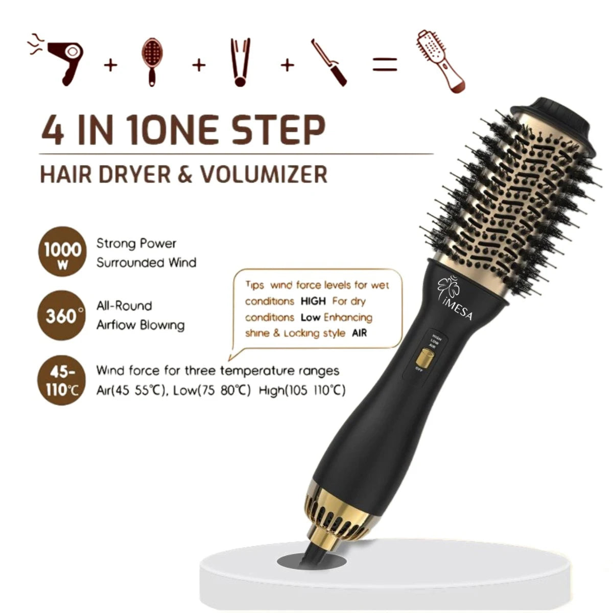 4 In 1 Hot Air Brush Styling Comb for Effortless Hair Care