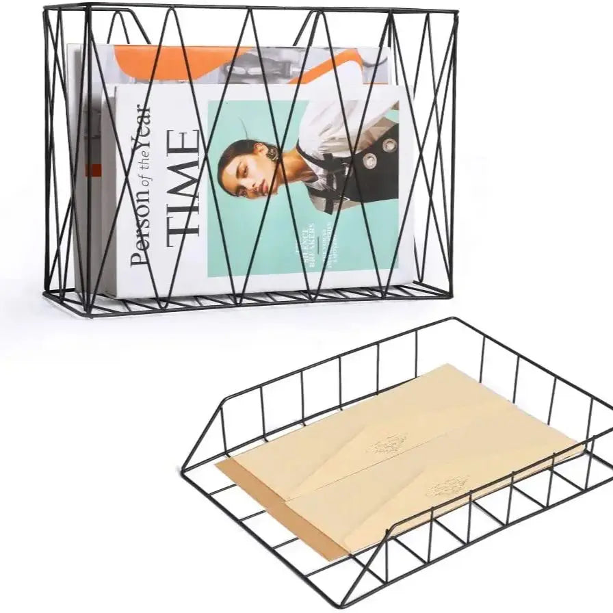 Office Desk Storage Rack Five Piece Set in Black Metal
