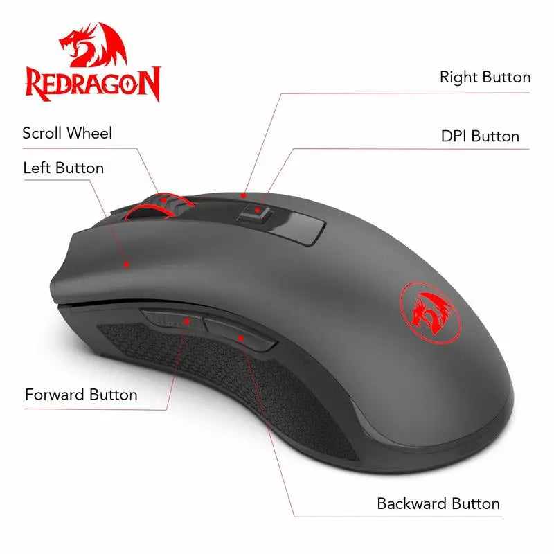 Wireless Mouse with USB Receiver for Gaming and Office Use